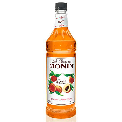 Monin - Peach Syrup, Fresh and Juicy Flavors, Great for Iced Teas, Lemonades, and Sodas, Vegan, Non-GMO, Gluten-Free (1 Liter)