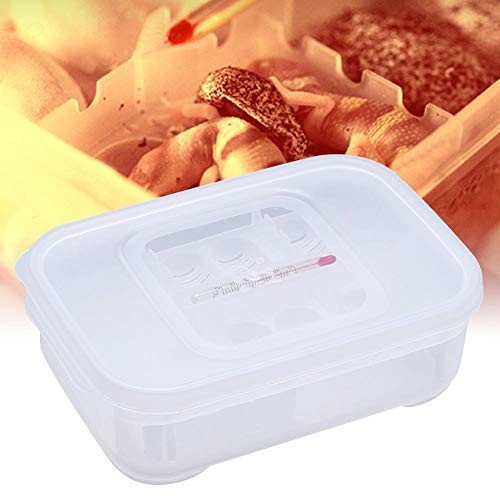 Reptile Egg Breeding Hatchery Box Transparent Plastic Amphibian Hatching Box Case Tray Breeding Incubator Hatching Tray for Snake Lizards Reptiles with Thermometer