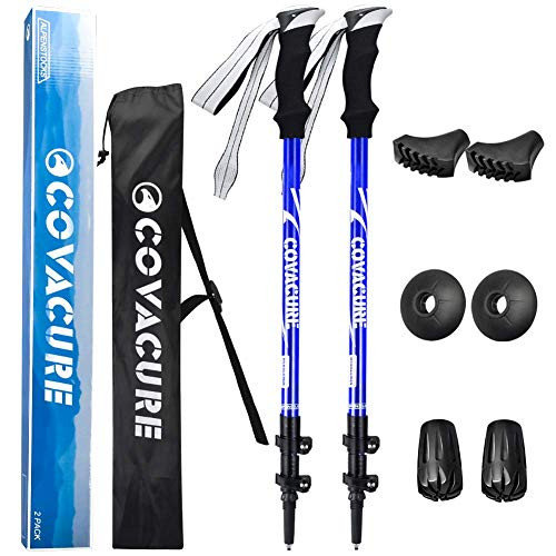 Trekking Poles Collapsible Hiking Poles - 2 Pack Aluminum Alloy 7075 Walking Poles, Quick Adjustable Lock System & Ultralight Poles for Hiking, Camping