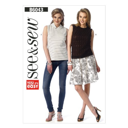 BUTTERICK PATTERNS B6043 Misses' Top Sewing Template, Size A