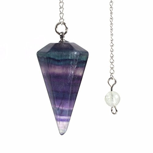Justinstones Natural Rainbow Fluorite Gemstone Rock Crystal Hexagonal Pointed Reiki Chakra Pendant Pendulum Justinstones Natural Rainbow Fluorite Gemstone Rock Crystal Hexagonal Pointed Reiki Chakra Pendant Pendulum