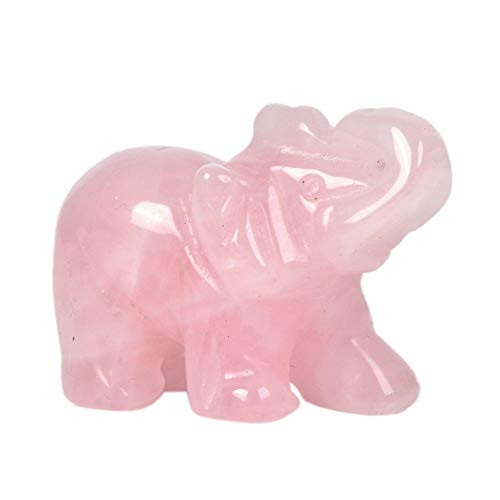 JUST IN STONES Carved Natural Rose Quartz Gemstone Elephant Healing Guardian Statue Figurine Crafts 1.6 inch JUST IN STONES Carved Natural Rose Quartz Gemstone Elephant Healing Guardian Statue Figurine Crafts 1.6 inch