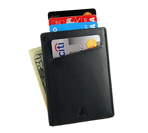 Andar Minimalist Front Pocket Leather Wallet Made of Full Grain Leather - The Duke (Black)