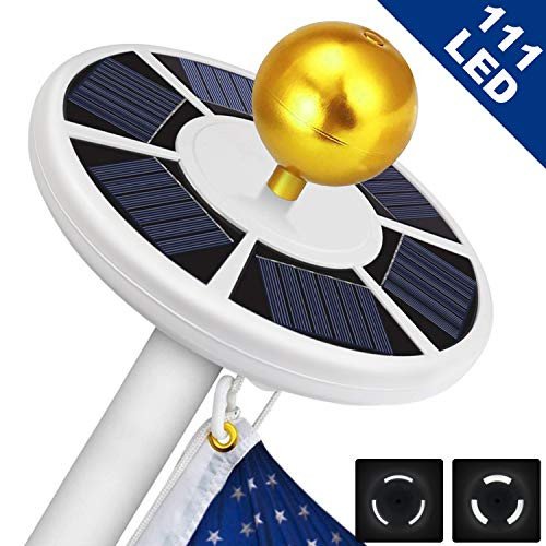 Solar Flag Pole Light 111 led Light, Super Bright Flag Pole LED, Solar Powered Flag Pole Lights for Longest Lasting Upto 10 Hrs, LED Downlight up Flag on Most 15 to 25Ft 100% Flag Coverage LED (White)