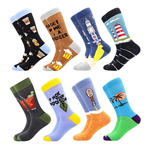 Fun Dress Socks for Men Women,Colorful Funny Crazy Novelty Funky Dating Socks Pack, Cool Pattern Crew Socks Gift for Men (8 Pairs-Spacecraft) Fun Dress Socks for Men Women,Colorful Funny Crazy Novelty Funky Dating Socks Pack, Cool Pattern Crew Socks Gift for Men (8 Pairs-Spacecraft)