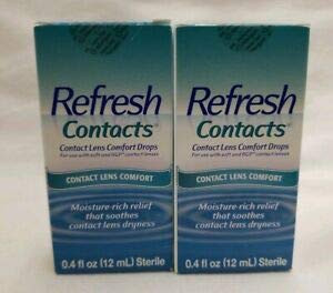 Refresh Contacts Contact Lens Comfort Drops, 0.4 fl oz (12mL) Sterile 2-Pack