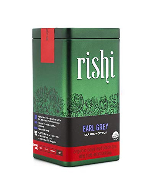 Rishi Tea Earl Grey Loose Leaf Herbal Tea | Immune System Booster, Organic, Caffeinated, Black Tea, Citrus Flavors for Taste | 2.29 oz Tin, Makes 32 Cups