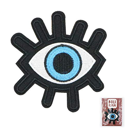 MUNAN sew on Patches Retro Big Eyes Patch Iron On Sewing Embroidered Patches Badge Applique for Clothes Jacket Jeans Cap