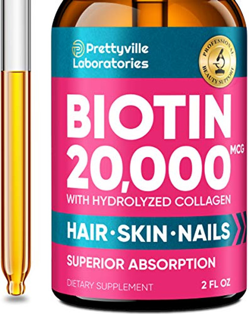 Biotin & Collagen Peptides - Liquid Biotin Supplement with Hydrolyzed Collagen - Made in The USA - Pure Biotin Vitamins for Hair & Nail Growth - Natural Collagen & Biotin Drops for Glowing Skin Biotin & Collagen Peptides - Liquid Biotin Supplement with Hydrolyzed Collagen - Made in The USA - Pure Biotin Vitamins for Hair & Nail Growth - Natural Collagen & Biotin Drops for Glowing Skin