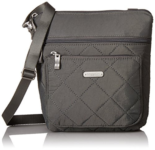 Baggallini womens Quilted Pocket Crossbody with RFID, PewterQuilt, One Size