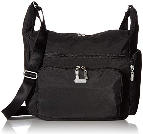 Baggallini Travel Hobo with RFID Wristlet, Black/Sand
