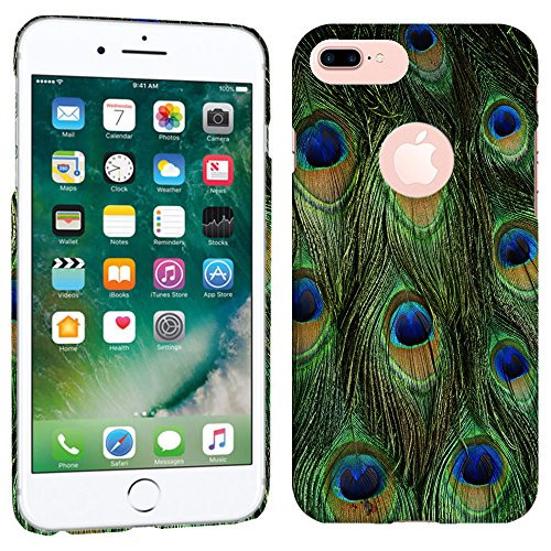 Glisten iPhone 7 Plus Case, iPhone 8 Plus Case - Peacock Feathers Design Printed Slim Profile Cute Plastic Hard Snap on Back iPhone 7 Plus Case, iPhone 8 Plus Case/Cover