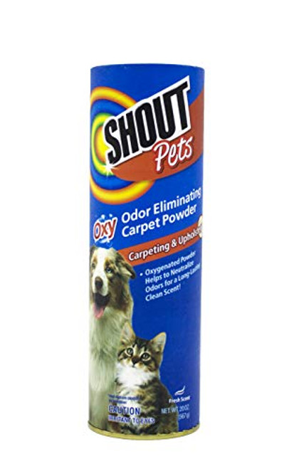Shout for Pets Stains Turbo Oxy Carpet Odor Eliminator Powder | Carpet Cleaner Powder in Fresh Scent, 20 Ounces (FF4253)