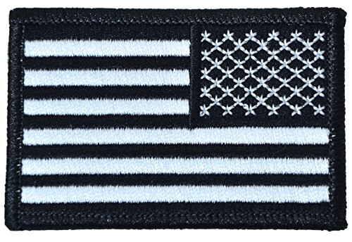 Tactical Reverse USA Flag Patch - Black and White 2"x3" Touch Fastener Hook and Loop Backing - By Ranger Return (RR-TACT-USAF-BKWH-0REV)