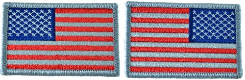 Tactical USA Flag Patch and Reverse USA Flag Patch - Subdued Silver 2"x3" - by Ranger Return (RR-TACT-USAF-WREV-SBSV)
