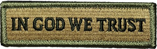 Tactical IN GOD WE TRUST Morale Hook and Loop Touch Fastener Tab Patch 1"x3 3/4" - Multitan - By Ranger Return (IN-GOD-TAB-MULT)