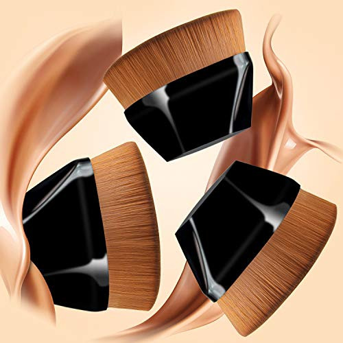 Foundation Brush for Liquid Makeup 3Pcs - Foundation Makeup Brush Flat Top Kabuki Brush for Blending Liquid, BB Cream or Flawless Powder Cosmetics (Black) Foundation Brush for Liquid Makeup 3Pcs - Foundation Makeup Brush Flat Top Kabuki Brush for Blending Liquid, BB Cream or Flawless Powder Cosmetics (Black)