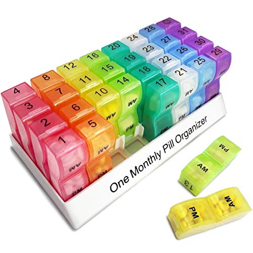 Pill Organizer Monthly - Medicine Organizer Monthly, 31 Day Pill Box, Weekly AM/PM Pill Case, Large Compartments to Hold Vitamins Supplements and Travel Pill Organizer Pill Organizer Monthly - Medicine Organizer Monthly, 31 Day Pill Box, Weekly AM/PM Pill Case, Large Compartments to Hold Vitamins Supplements and Travel Pill Organizer