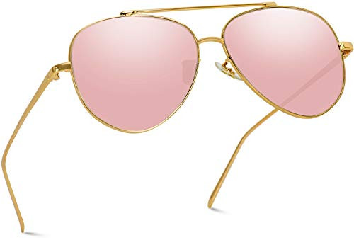 WearMe Pro - Flat Lens Mirrored Metal Frame Aviator Sunglasses