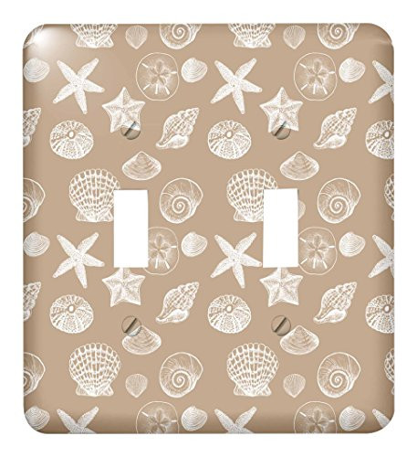 3dRose lsp_213051_2 Creamy Sand and White Beach Sea Shells Double Toggle Switch Multicolor