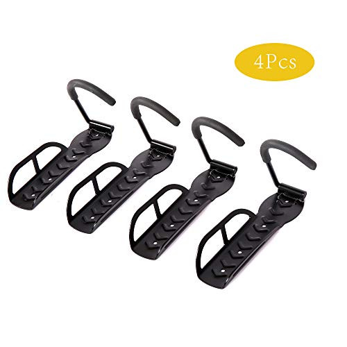 JRS Pack of 4 Bike Rack Storage Wall Mount Bicycle Hanger Hook for Indoor Garage Shed, 66lb Max Capacity