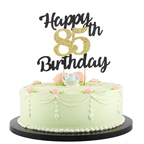 LVEUD Happy Birthday Cake Topper Black Font Golden Numbers 85th Birthday Happy Cake Topper -Birthday Party Decorations (85th) LVEUD Happy Birthday Cake Topper Black Font Golden Numbers 85th Birthday Happy Cake Topper -Birthday Party Decorations (85th)