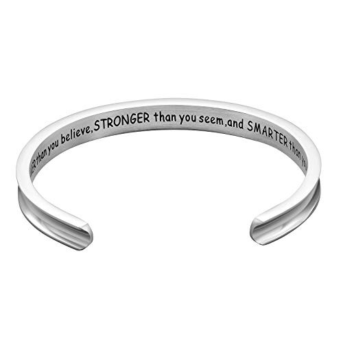 Stainless Steel Cuff Bangle Bracelet Inspirational Jewelry Cuff You Are Braver than You Believe Stainless Steel Cuff Bangle Bracelet Inspirational Jewelry Cuff You Are Braver than You Believe