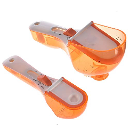 Measuring Cups, 2PCS Adjustable Spoon Set Tablespoons And Small Teaspoons Magnetic Plastic Spoons Measuring Solid Powder Liquid Professional Cooking Baking Tools Orange
