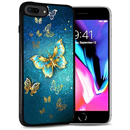 for iPhone 8, iPhone 7, iPhone SE 2 (2020), Durable Protective Soft Back Case Phone Cover, HOT12154 Blue Butterfly