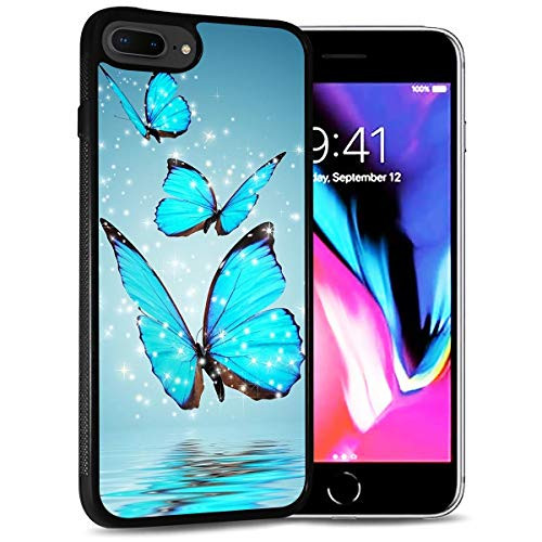 for iPhone 8, iPhone 7, iPhone SE 2 (2020), Durable Protective Soft Back Case Phone Cover, HOT12285 Blue Butterfly