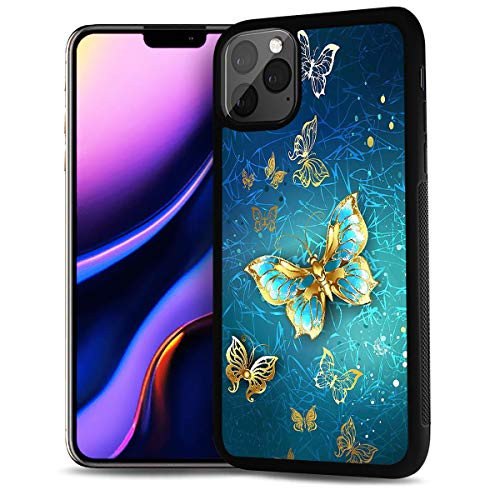 for iPhone 11 Pro, Durable Protective Soft Back Case Phone Cover, HOT12154 Blue Butterfly