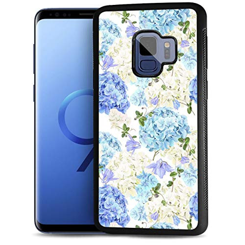 for Samsung S9, Galaxy S9, Durable Protective Soft Back Case Phone Cover, HOT12572 Blue Flower