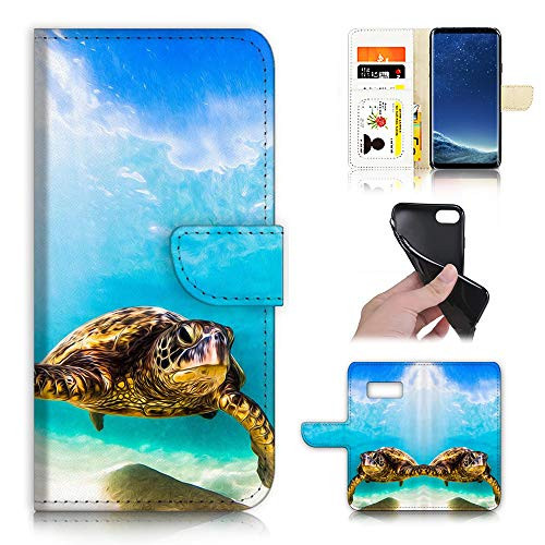 for Samsung S8, Galaxy S8, Designed Flip Wallet Phone Case Cover, A21911 Blue Sea Turtle 21911