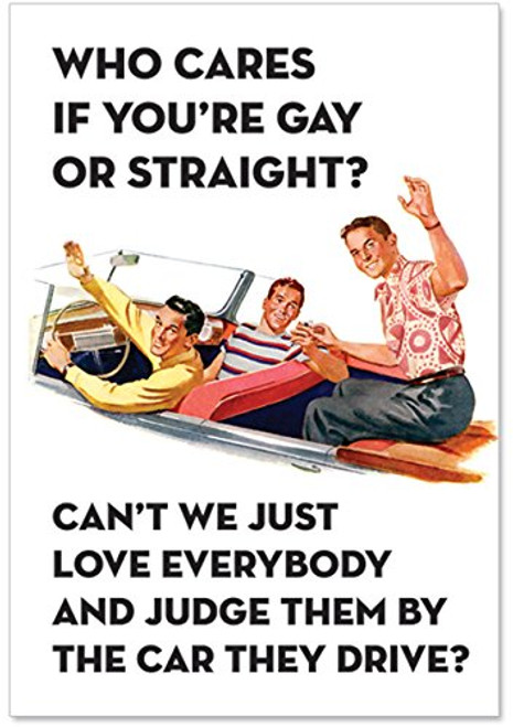 Gay or Straight - Men's Birthday Note Card with Envelope (4.63 x 6.75 Inch) - Vintage Car, Retro Happy Birthday Appreciation Card for Men, Brothers, Bros - Funny Bday Stationery 4150 Gay or Straight - Men's Birthday Note Card with Envelope (4.63 x 6.75 Inch) - Vintage Car, Retro Happy Birthday Appreciation Card for Men, Brothers, Bros - Funny Bday Stationery 4150
