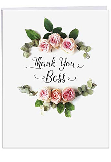 Elegant Flowers Boss Thank You' Big Greeting Card with Envelope 8.5 x 11 Inch - for the Best Manager, CEO, Leader - Bouquet of Pink Carnations - Stationery Set for Personalized Thanks J4175ABYG Elegant Flowers Boss Thank You' Big Greeting Card with Envelope 8.5 x 11 Inch - for the Best Manager, CEO, Leader - Bouquet of Pink Carnations - Stationery Set for Personalized Thanks J4175ABYG