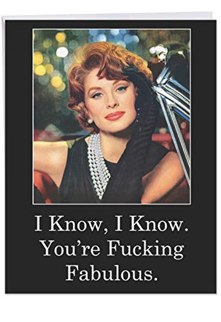 Large Birthday Greeting Card With Envelope 8.5 x 11 Inch - Funny 'F-cking Fab' Happy Appreciation Card - Special Birthday Card for A Fabulous Diva - Bday Card Gift J0860 Large Birthday Greeting Card With Envelope 8.5 x 11 Inch - Funny 'F-cking Fab' Happy Appreciation Card - Special Birthday Card for A Fabulous Diva - Bday Card Gift J0860
