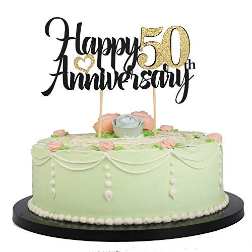 LVEUD Happy Birthday Cake Topper Black Font Golden Numbers Happy 50th Anniversary Birthday Cake Topper-Wedding,Anniversary,Birthday Party Decorations (50th) LVEUD Happy Birthday Cake Topper Black Font Golden Numbers Happy 50th Anniversary Birthday Cake Topper-Wedding,Anniversary,Birthday Party Decorations (50th)