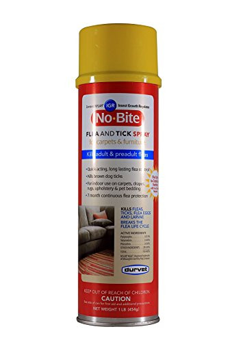 Durvet No Bite IGR Flea and Tick Spray, 16 Ounces, for Carpets and Furniture