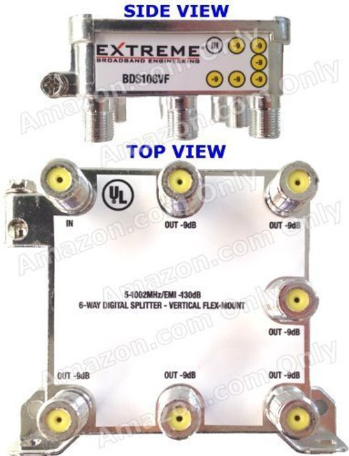 Extreme 6 WAY BALANCED HD DIGITAL 1GHz HIGH PERFORMANCE COAX CABLE SPLITTER - BDS106VF