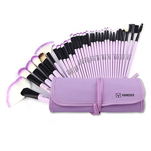 Make up Brushes, VANDER Professional 32pcs Makeup Brush Set, Makeup Brushes Set Foundation Blending Cosmetic Brush Set Kit,Purple