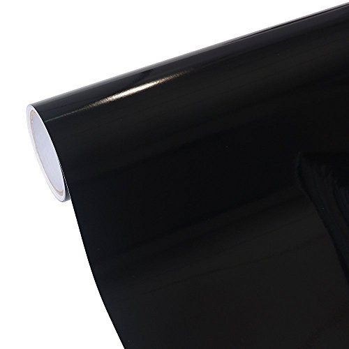 LeoPro 12" x 10 Ft Roll of Glossy Black Permanent Adhesive-Backed Vinyl for Craft Cutters, Punches, Make Monograms Stickers, Silhouette and Vinyl Sign Cutters