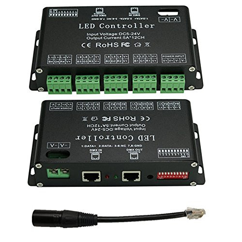 High Power 12 Channel 5A/CH Dmx Led Controller Led DMX 512 Decoder Dimmer Driver DC5V-24V for led rgb strip or lights