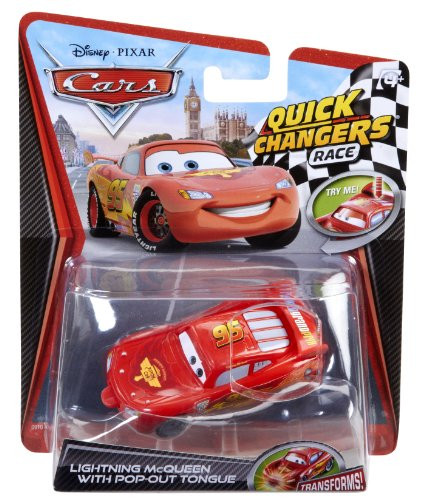 Disney / Pixar CARS 2 Movie 155 Quick Changers Race Lightning McQueen with PopOut Tongue