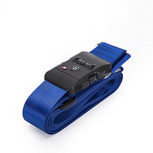 BlueCosto Blue TSA Approved Adjustable Luggage Straps Suitcase Strap Travel Belt