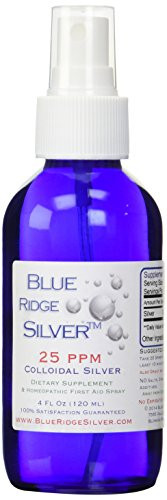 Blue Ridge Silver 25 ppm, 4 oz Fine Mist Colloidal Silver Spray Natural Immune Support Health Supplement