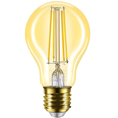 Smart Light Bulb LED Dimmable No Hub Required, App and Voice Control Compatible with Alexa Google Assistant E26 Dimmable (A19 Gold, 1 Pack)