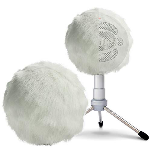 Blue Snowball Furry Windscreen Cover Muff - Professional Mic Foam Wind Cover Windshield Pop Filter for Recordings, Broadcasting, Singing by Sunmon ?White?