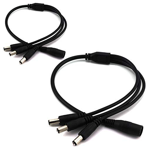 TOTOT 2PCS 5.5x2.1mm DC Power Splitter Cable 1 Female to 3 Male Plug Adapter Connector Cable for CCTV Camera LED Strip Light Power Supply Accessories