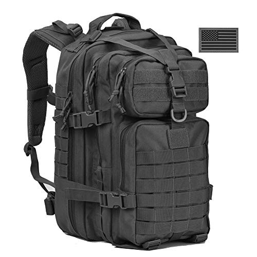 REEBOW G Military Tactical Backpack,Small Molle Assault Pack Army Bug Bag Backpacks Rucksack Daypack with Tactical US Flag Patch Black