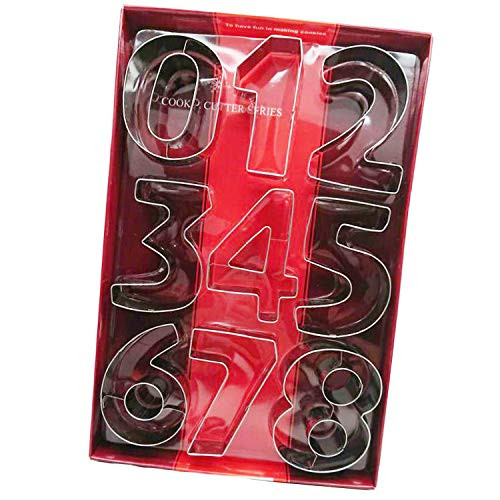 MANSHU 9pcs Large Number Cookie Cutters,Numeral Cookie Cutters Mold Set Biscuits,Stainless Steel Cutter Set Fondant Cake Decorating Tools
